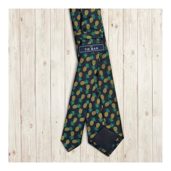 THE TIE BAR Pineapple Fruit Navy Tie, 100% Silk - Picture 2 of 3